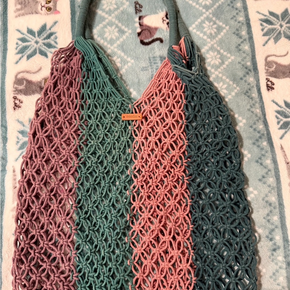SESSÙN Colorful Net Crochet Little Bag
